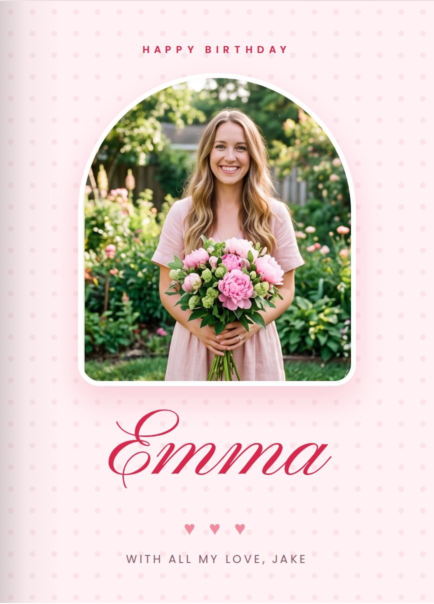 Birthday for her sample magazine cover, Blush template