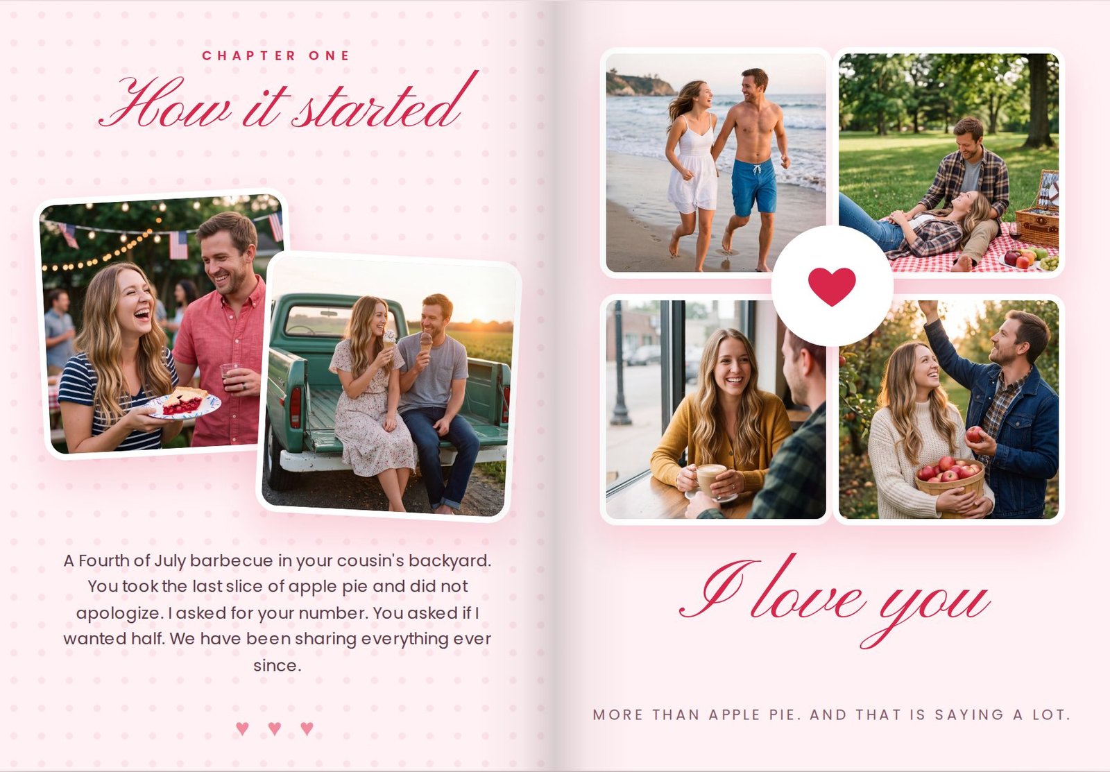 Inside spread of the Birthday for her sample, Blush template
